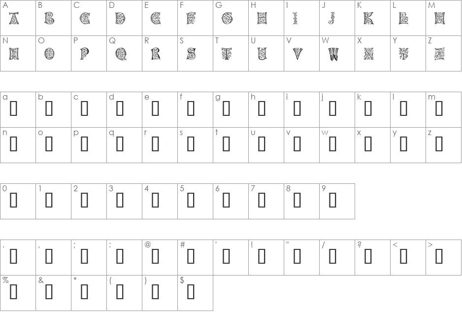 Napoli font character map preview
