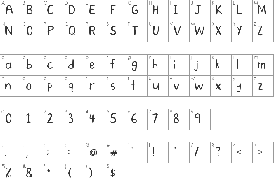 Narlified font character map preview