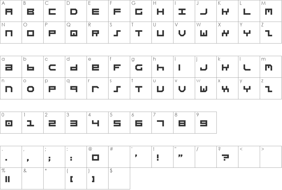 Narn font character map preview