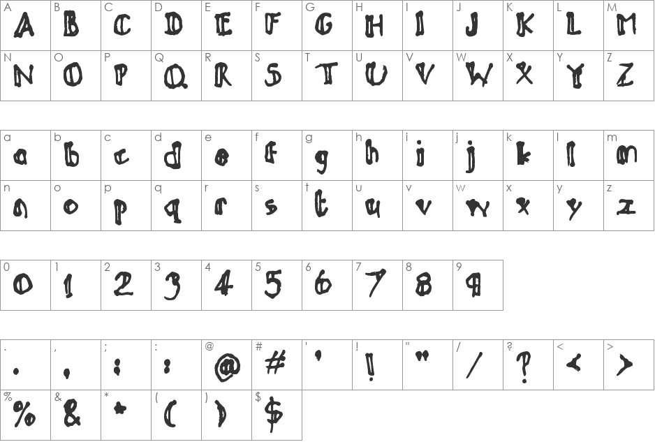 Narnean font character map preview