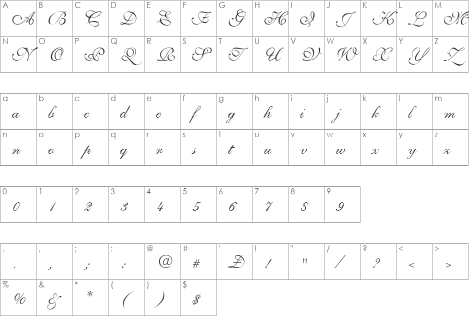 NARVIK font character map preview