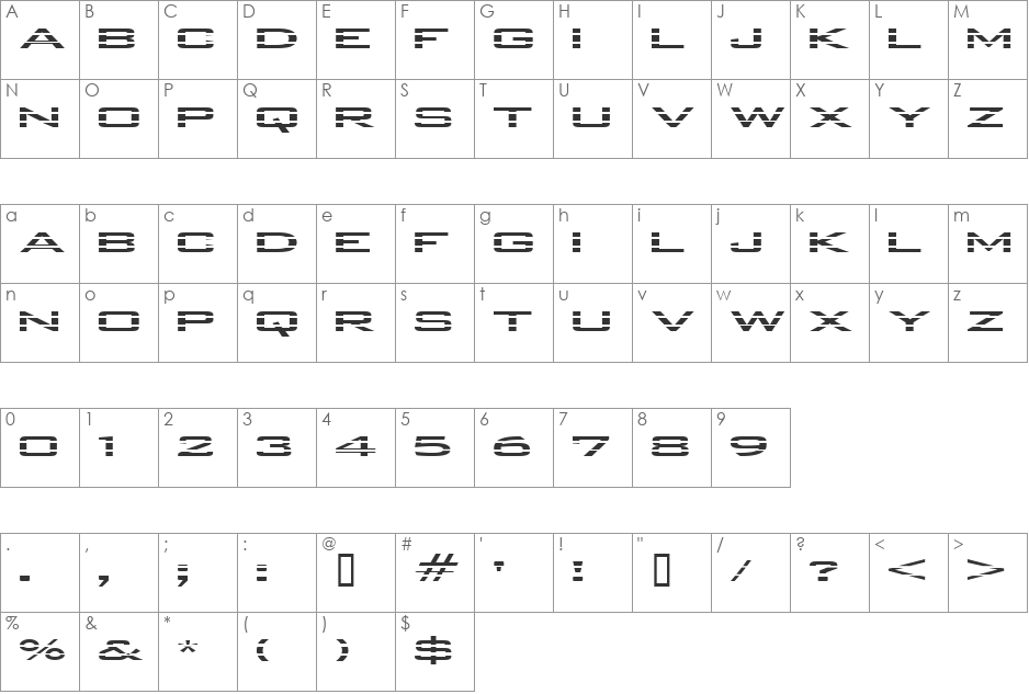 Nasa font character map preview