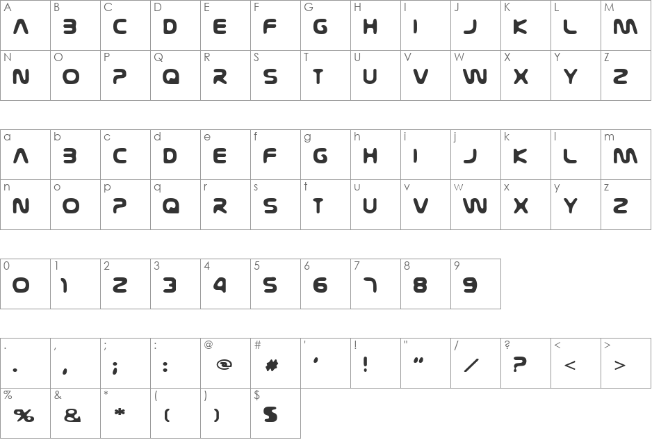 Nasal font character map preview