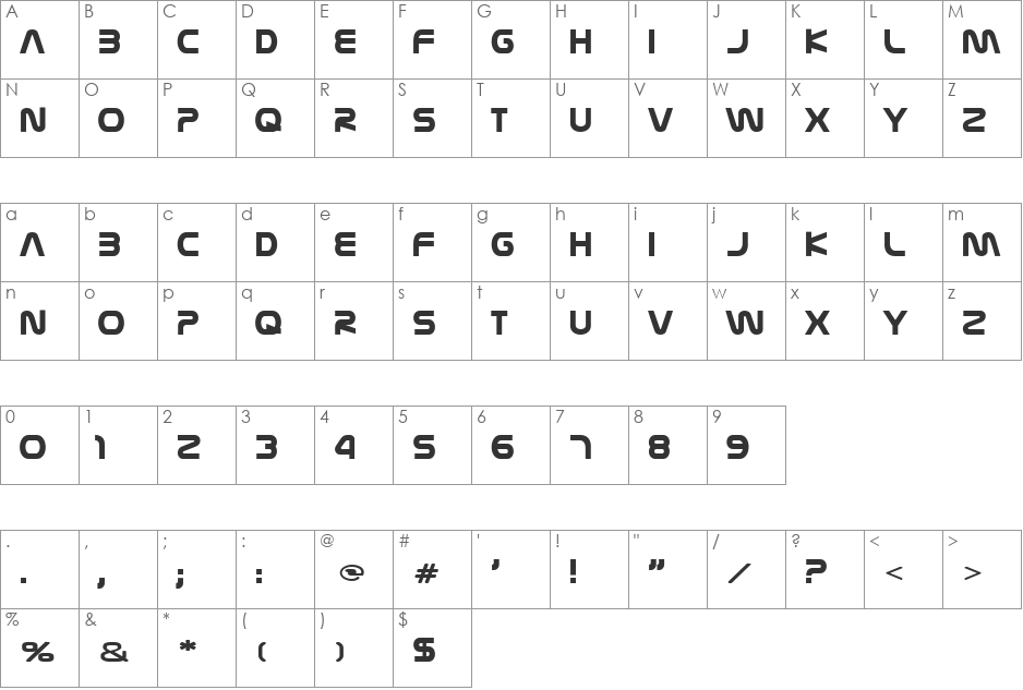 Nasalization font character map preview
