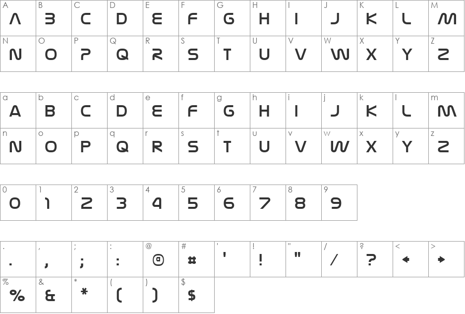 Nasalization Free font character map preview