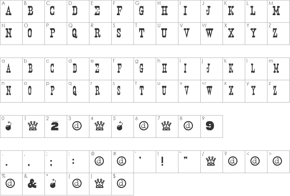 Nashville font character map preview