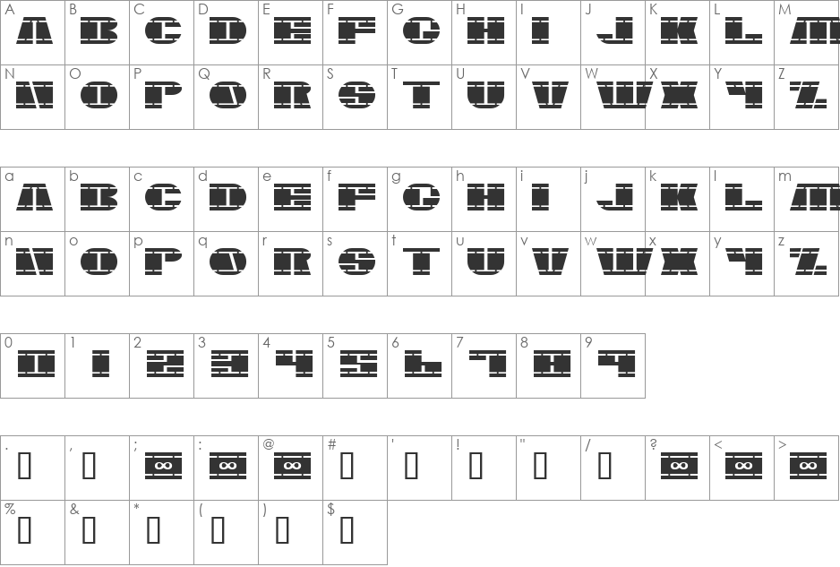 Nasser font character map preview
