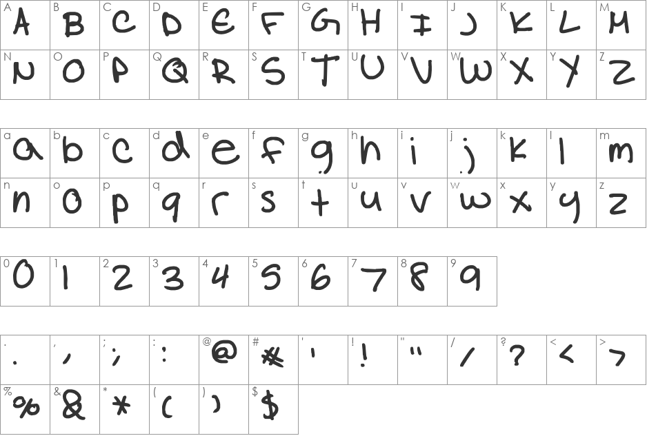 natalia colleen font character map preview