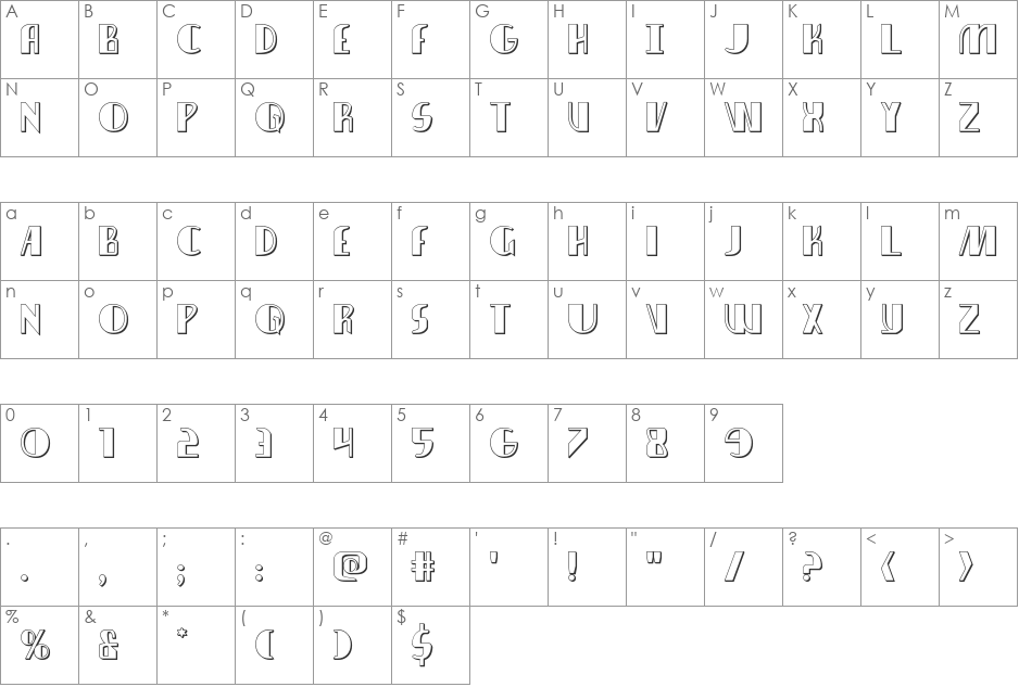 Nathan Brazil 3D font character map preview