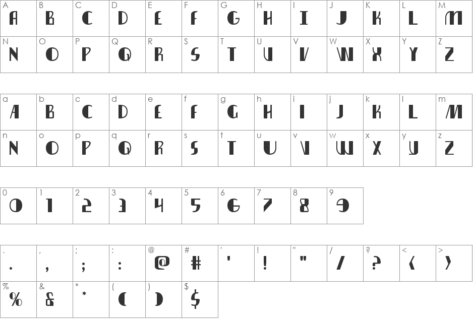 Nathan Brazil Shadow Italic font character map preview