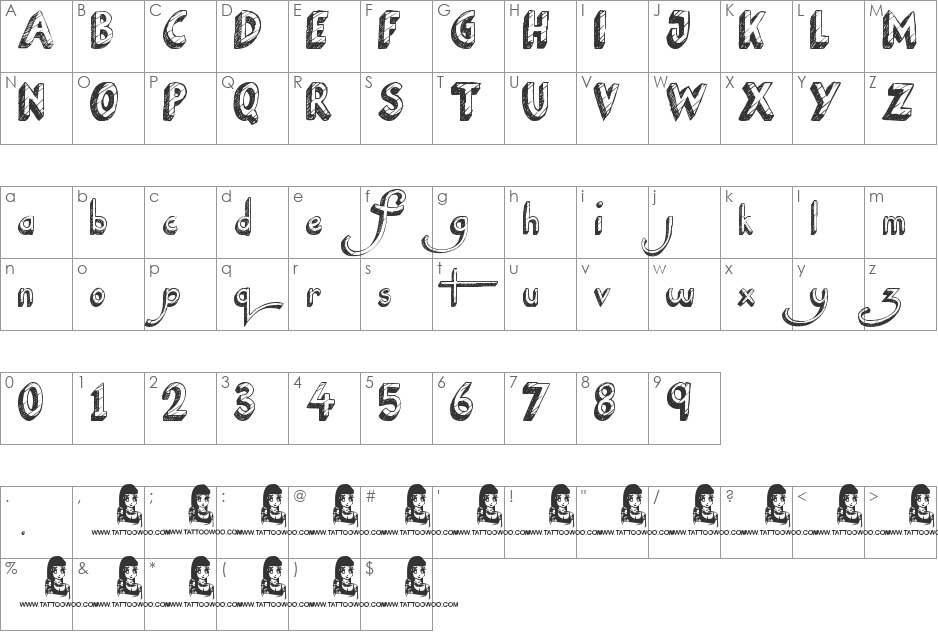 National Cartoon font character map preview