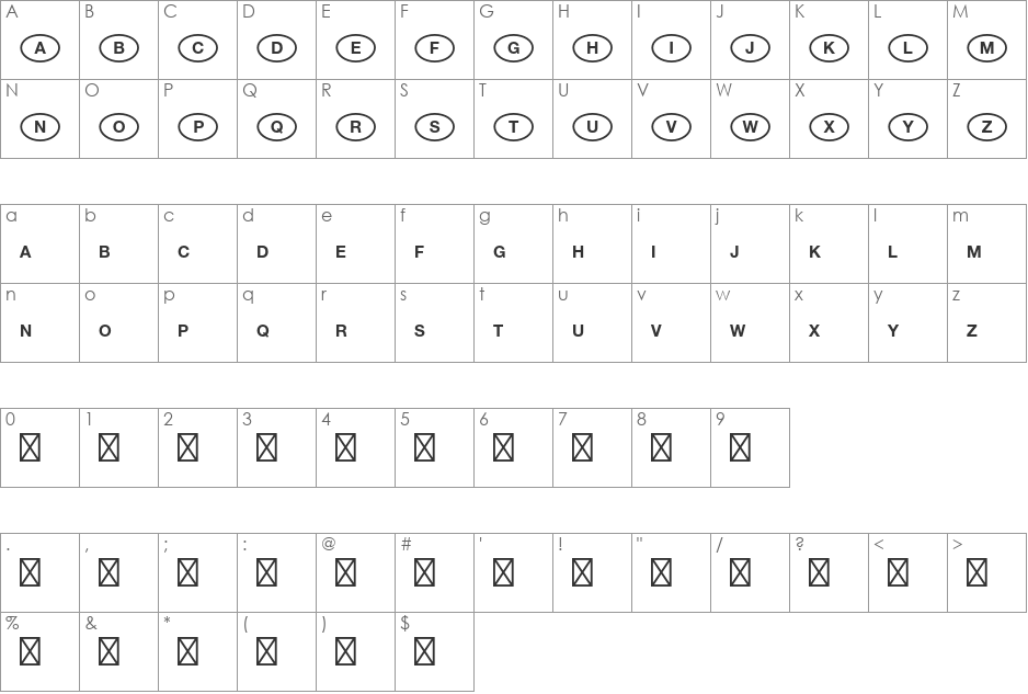 National Code Pi Std font character map preview