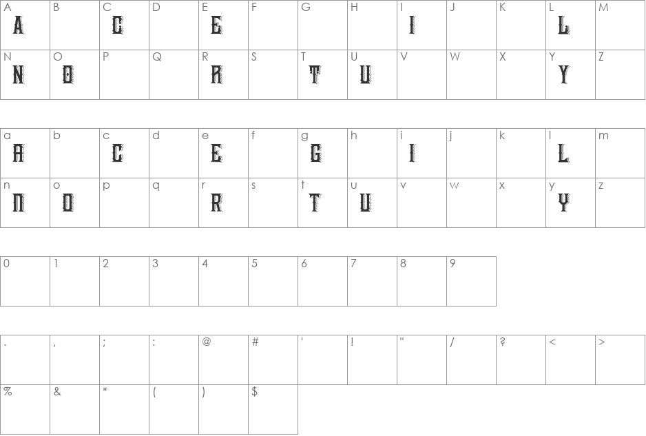 National Currency font character map preview