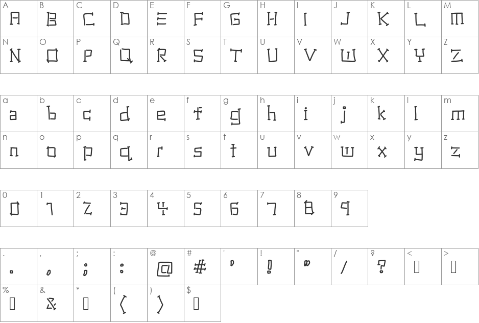 National Industry font character map preview