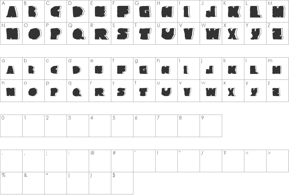 NationalGranite font character map preview