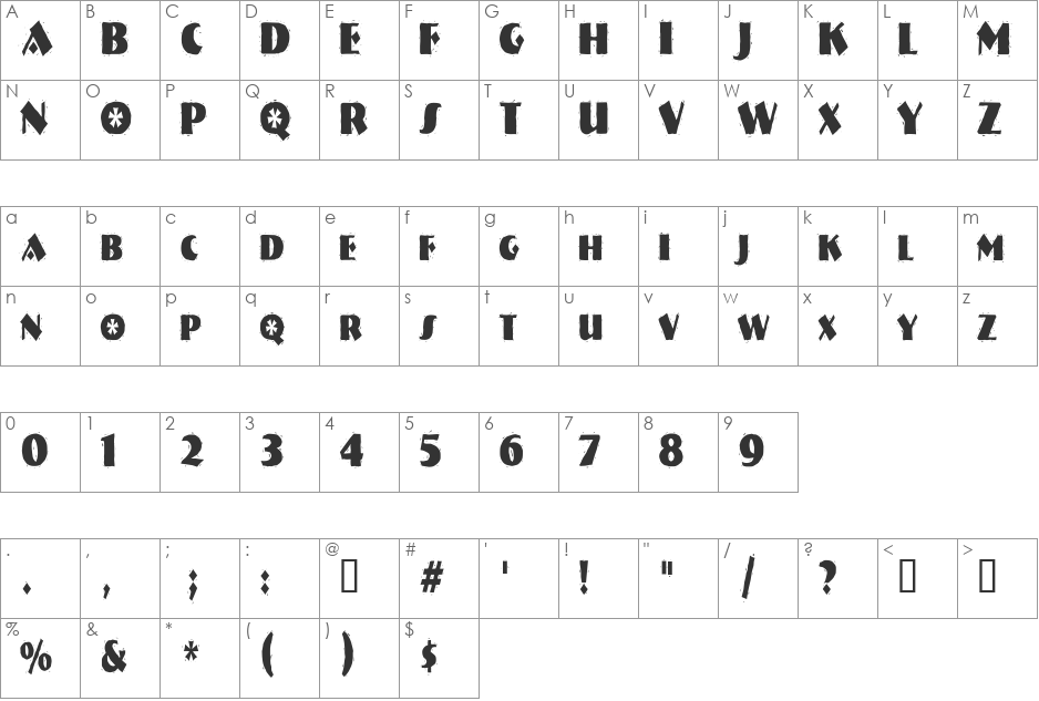NatividadCondensed font character map preview