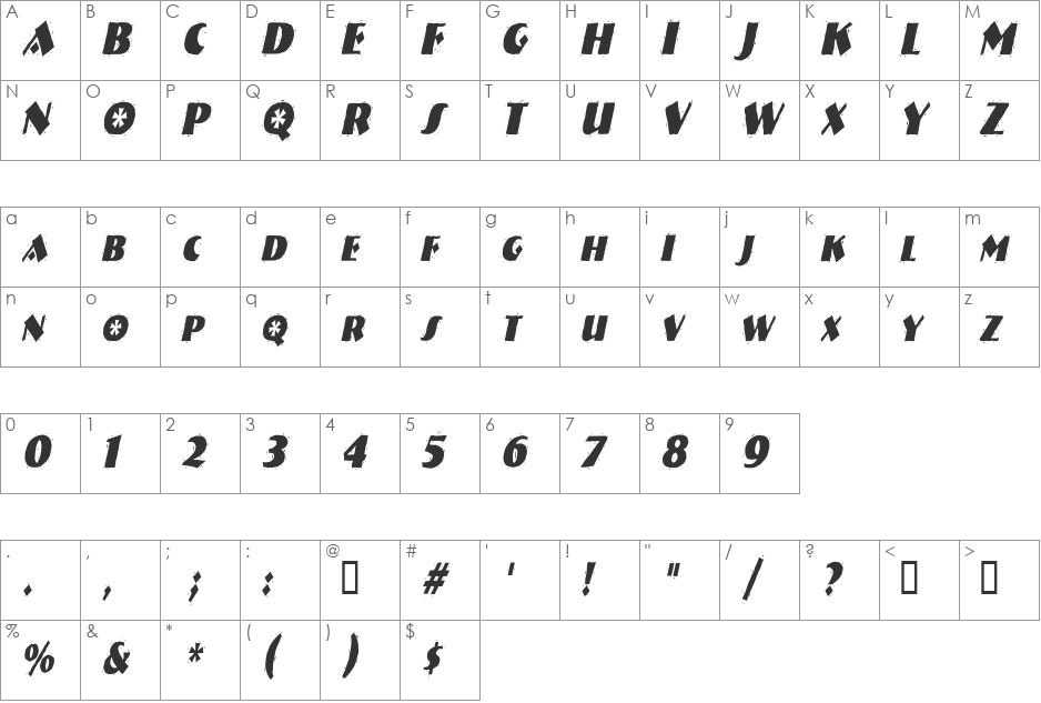 NatividadCondensed font character map preview