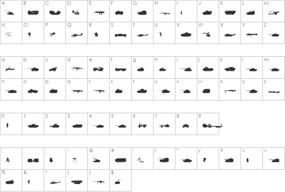 NATOKit font character map preview