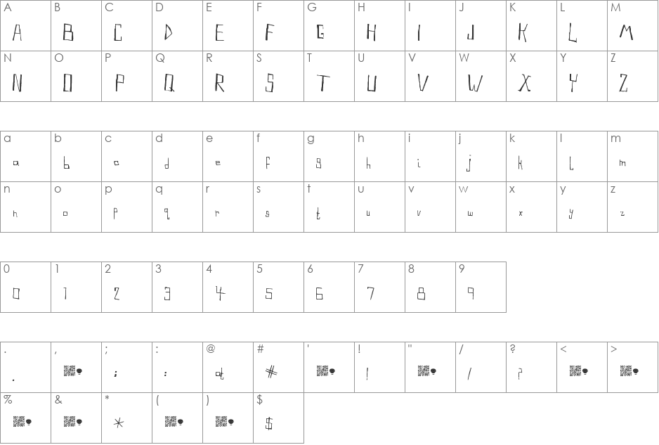 NaturalProducts font character map preview