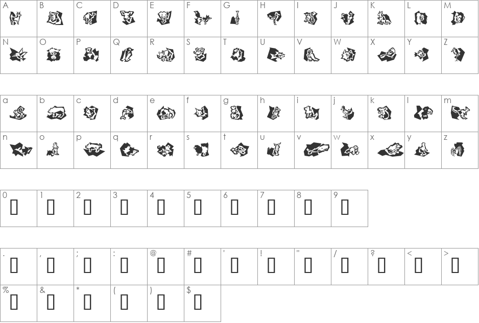 Nature Mix ICG font character map preview