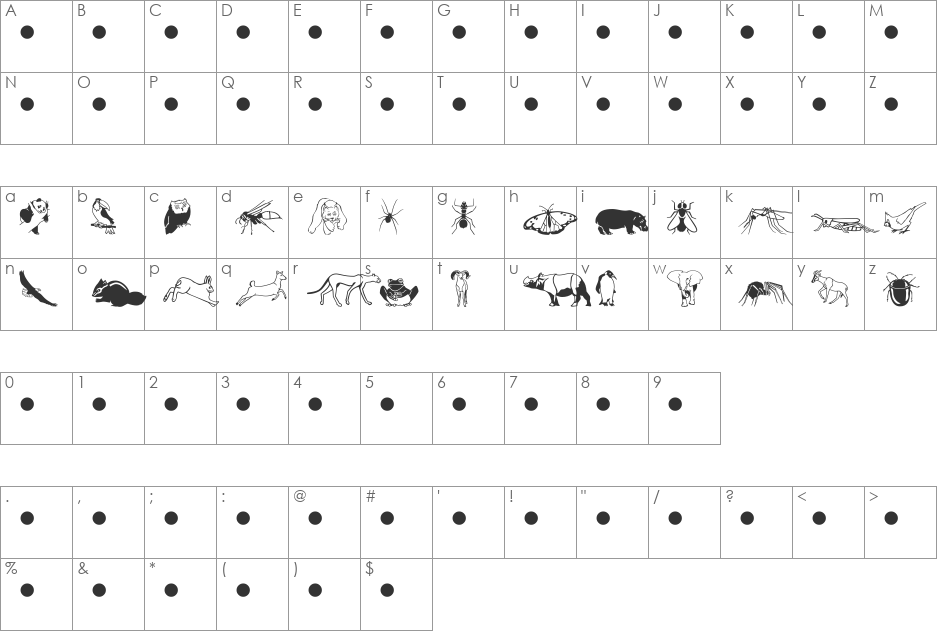 Nature MT font character map preview