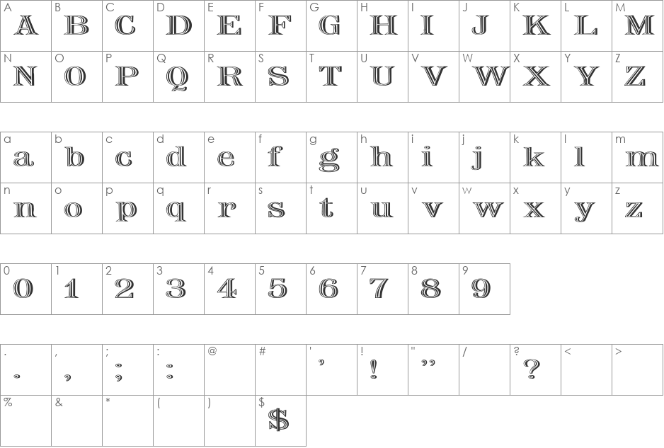 Nauert Ex font character map preview