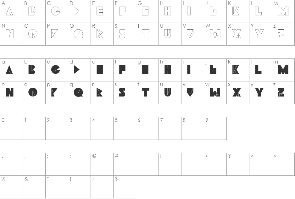 Navia Type font character map preview