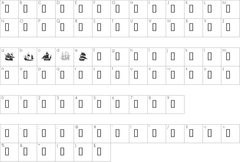 Navis BC font character map preview