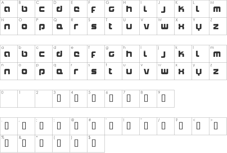 Naxalite font character map preview