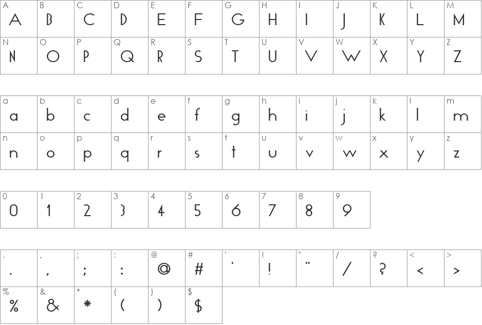 Nazareth font character map preview