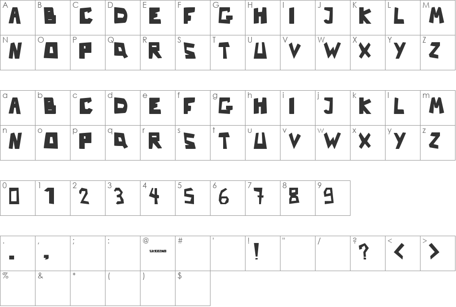 Nb Strange Font font character map preview
