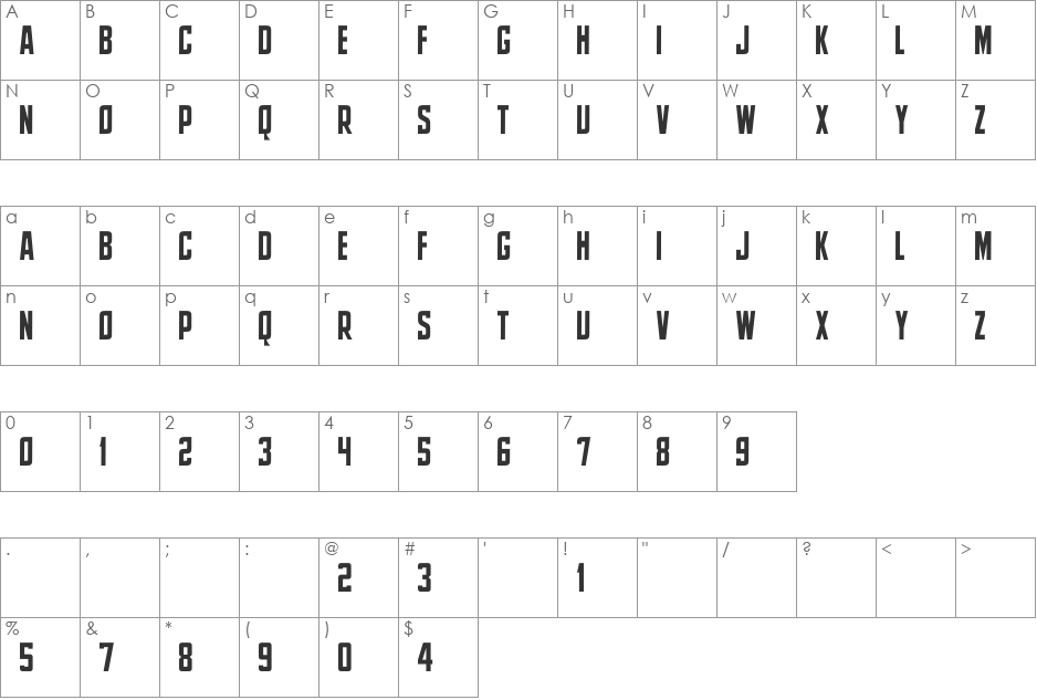 NCAA BC Eagles UA font character map preview