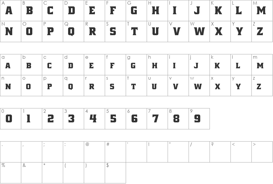 NCAA Cal Poly Mustangs font character map preview