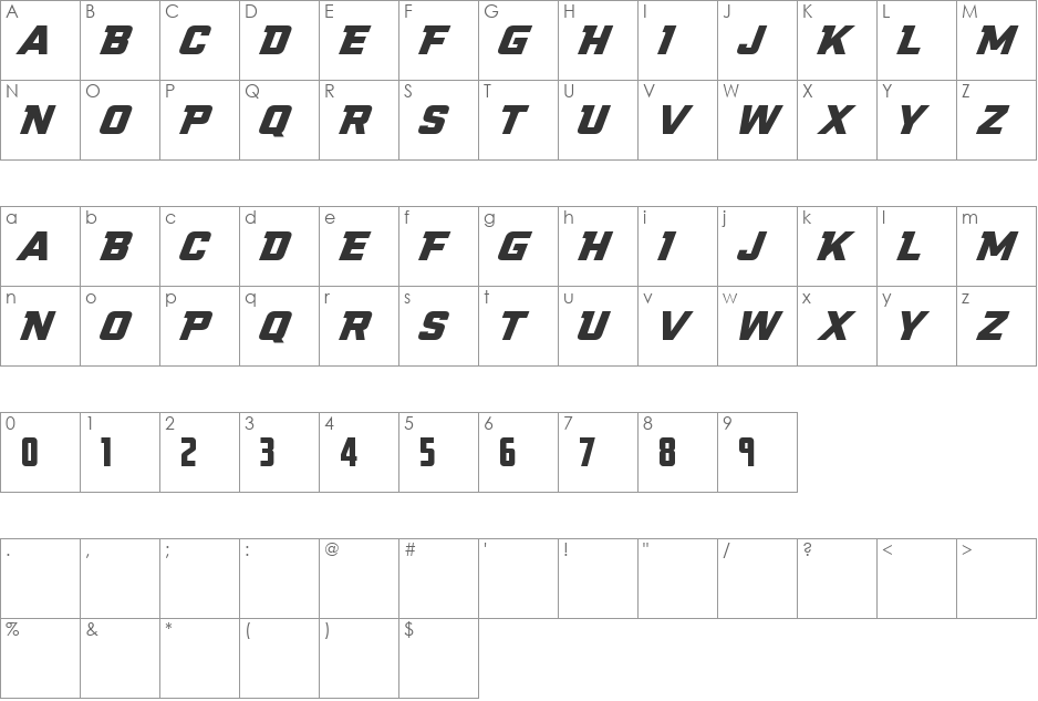 NCAA Illinois Fighting Illini font character map preview