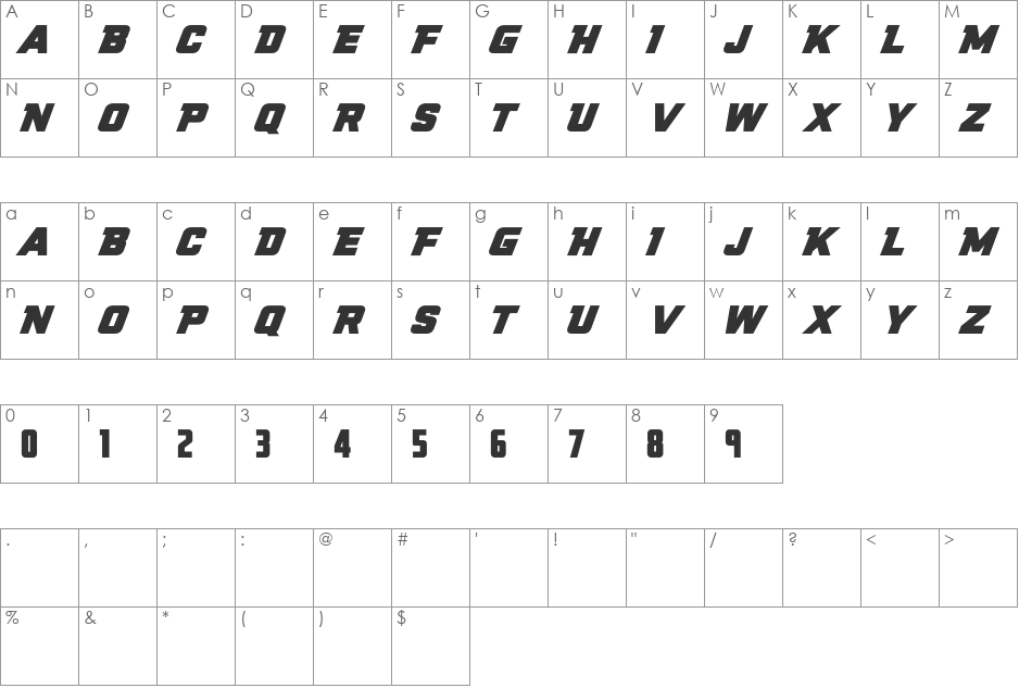 NCAA Illinois Fighting Illini Bold font character map preview