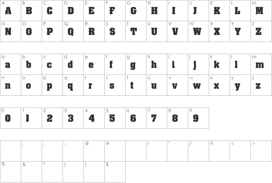 NCAA Wisconsin Badger Bold font character map preview