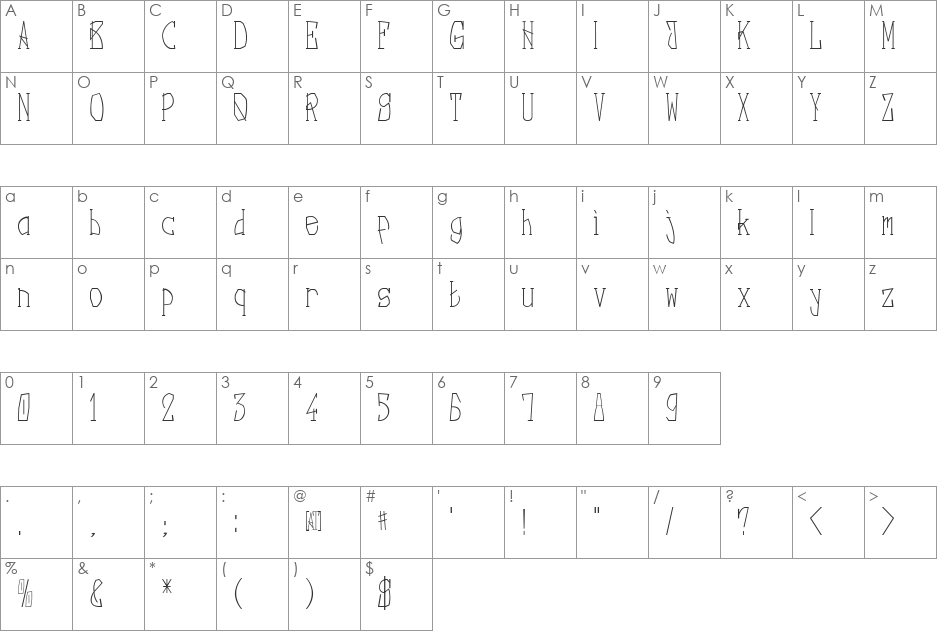 Nebula font character map preview