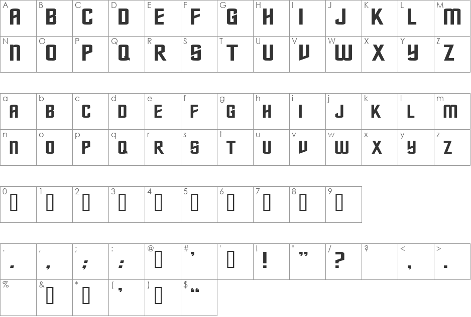 NebulaExtended font character map preview