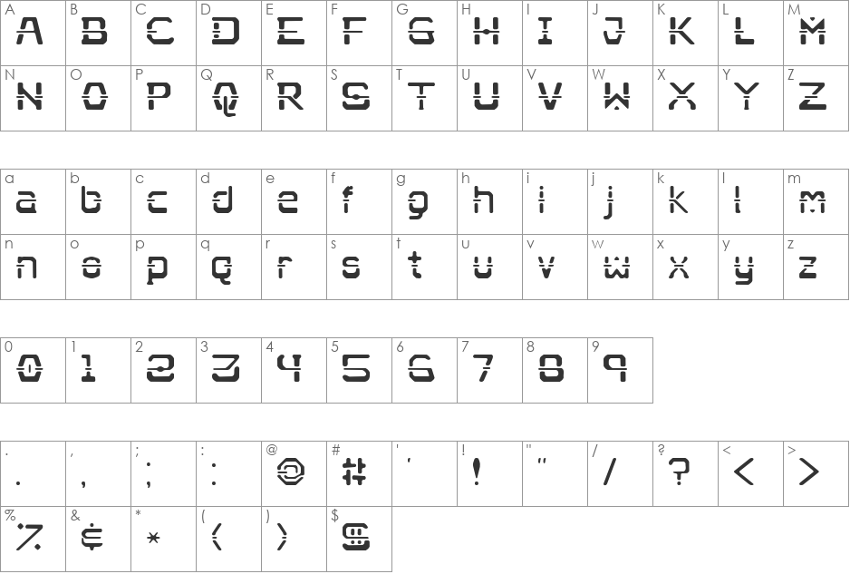 Nebullium font character map preview