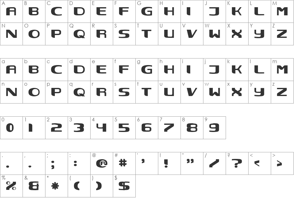 NEC font character map preview