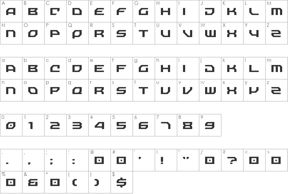 Nechao Sharp font character map preview