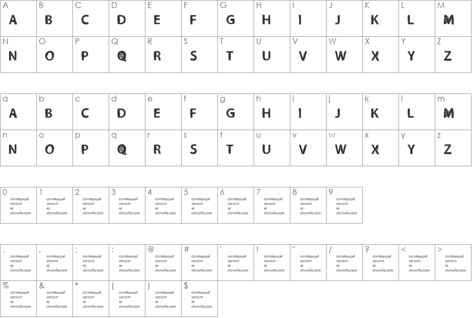 Necro Monger font character map preview