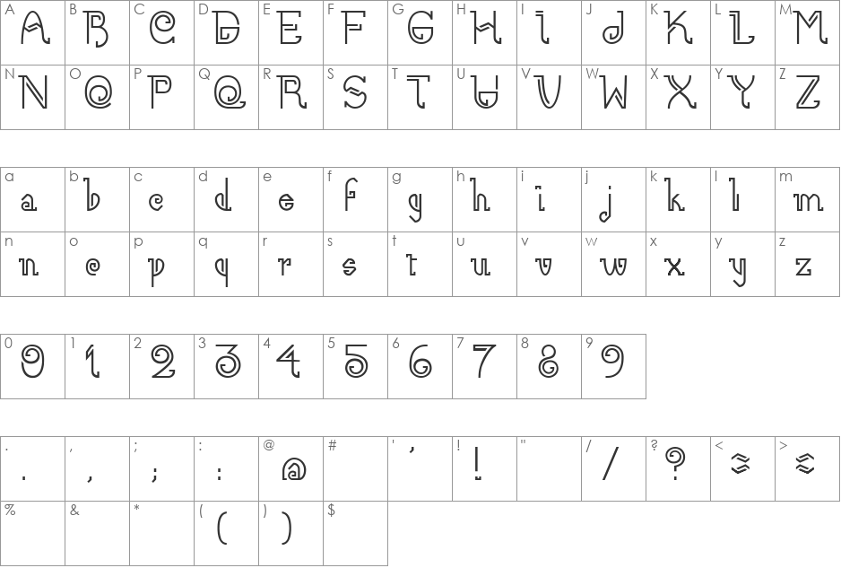 nee2 font character map preview