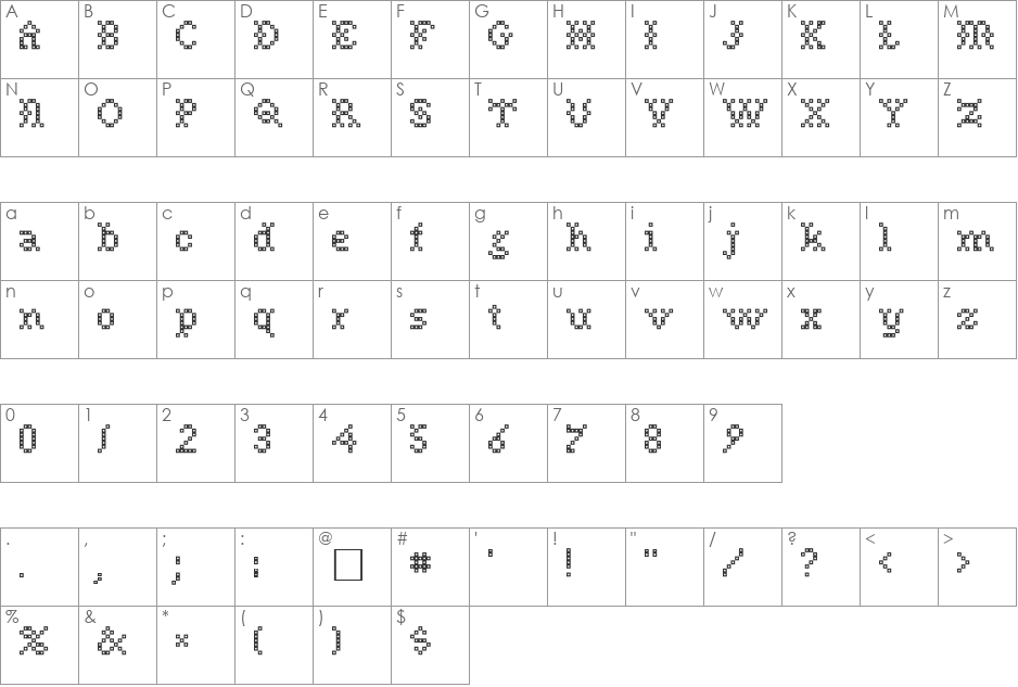 NeedlePointSew-Plain font character map preview