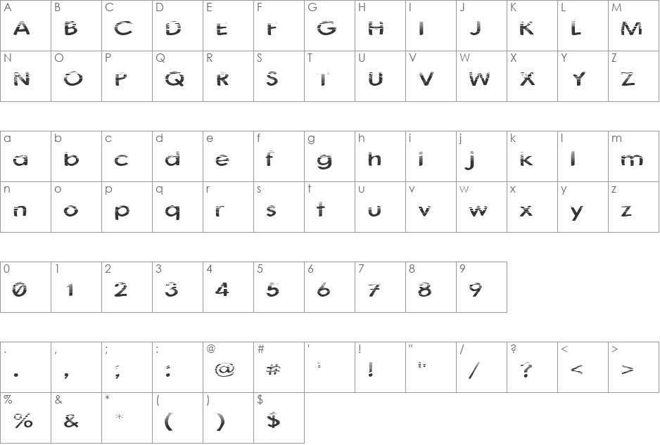 Neighbourhood font character map preview