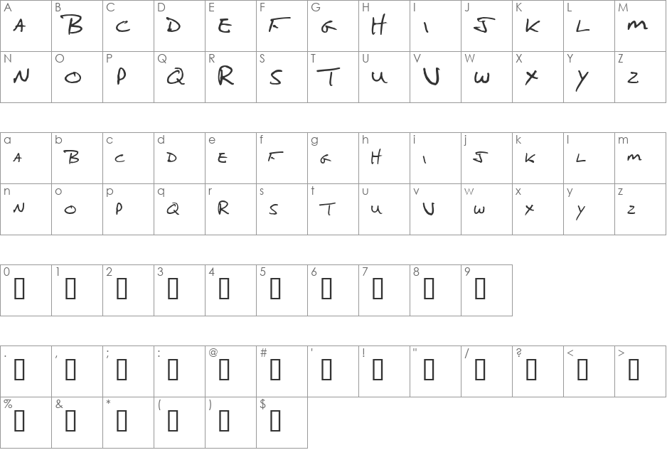 Neil font character map preview