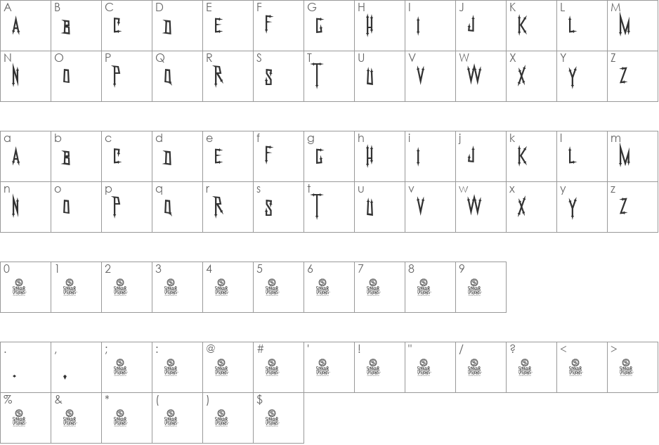 NekroKids font character map preview