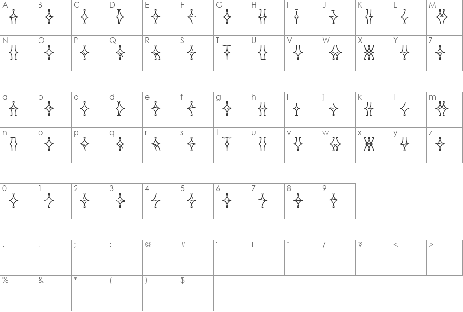 NELLY FRD font character map preview
