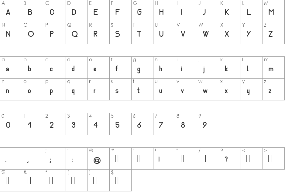 Nemesia font character map preview