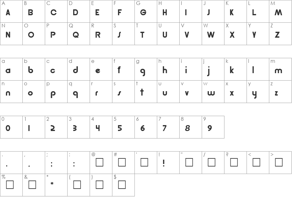 Nemesis font character map preview